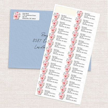 Blush Pink Floral Return Address Label (156 Labels)